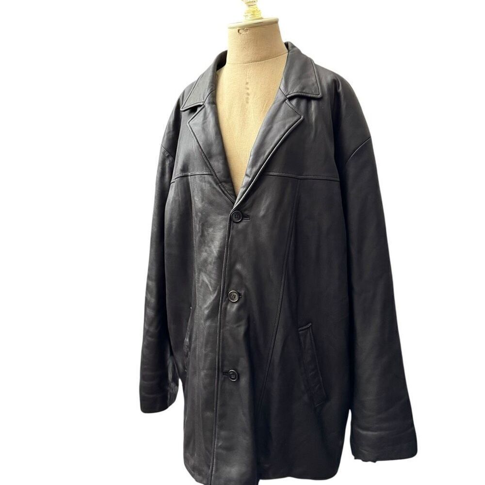 Ivy Crew Men’s Black Leather Riding Coat/Jacket / SZ: XL